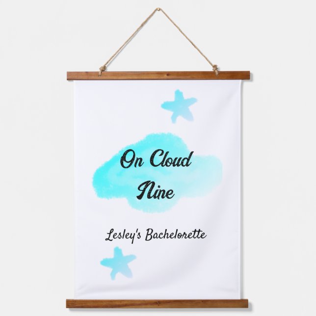 On Cloud nine pastel blue clouds star bachelorett Hanging Tapestry (Front)