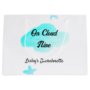 On Cloud nine pastel blue clouds star bachelorett Large Gift Bag