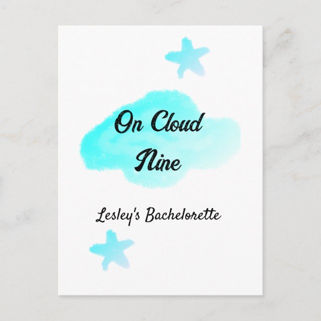 On Cloud nine pastel blue clouds star bachelorett Postcard (Front)