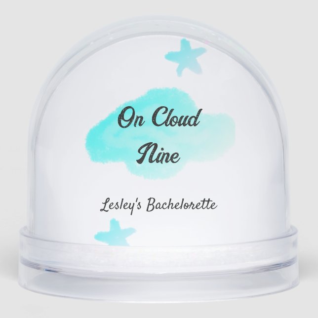 On Cloud nine pastel blue clouds star bachelorett Snowglobe (Front)