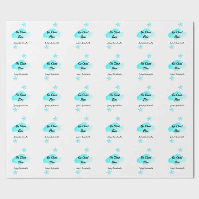 On Cloud nine pastel blue clouds star bachelorett Wrapping Paper (Flat)