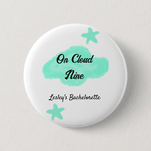 On Cloud nine pastel green clouds star bachelorett 2 Inch Round Button