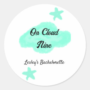 On Cloud nine pastel green clouds star bachelorett Classic Round Sticker
