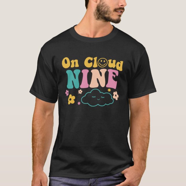On Cloud Nine Years Old Happy Birthday For Kids Bo T-Shirt (Front)