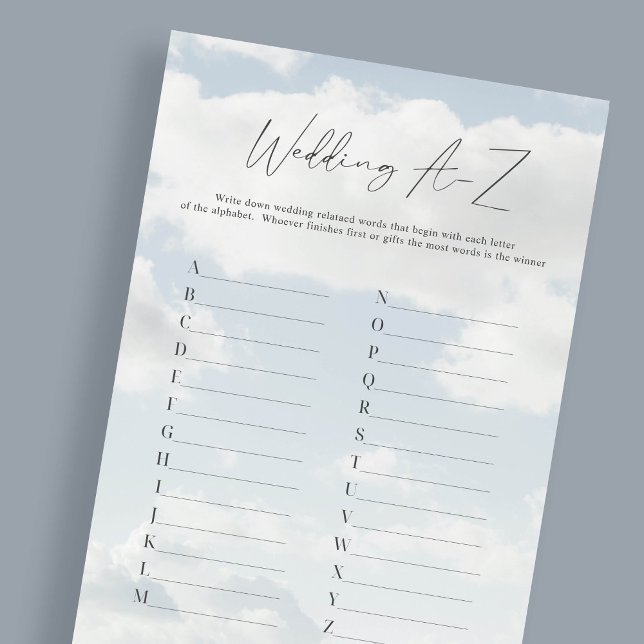 On Cloud Wedding A-Z Alphabet Game Cards (Creator Uploaded)
