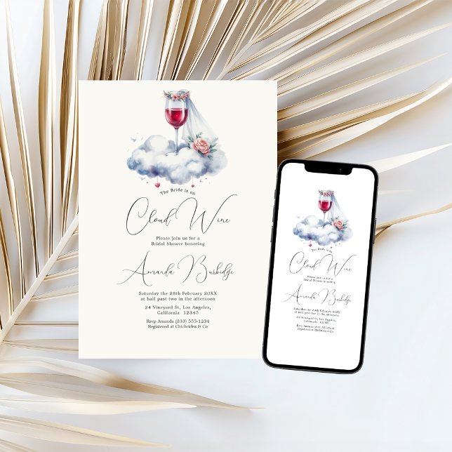 On Cloud Wine Bridal Shower Invitation (On Cloud Wine Bridal Shower Invitation)