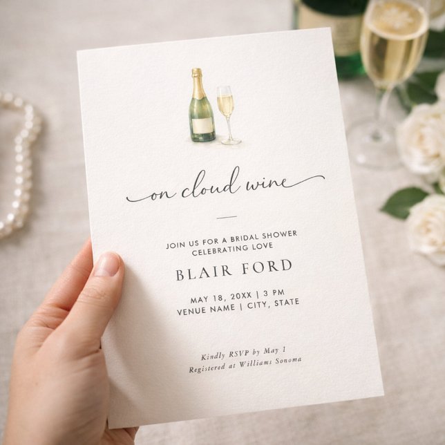 On Cloud Wine Champagne Bridal Shower Invitation (Creator Uploaded)