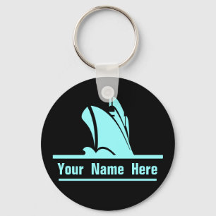 On Course Personalized Keychain Black and Aqua