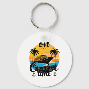 On Cruise Time Beach Summer Vacation Matching Fami Keychain