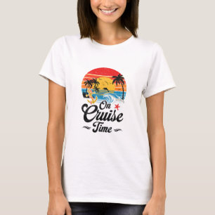 On Cruise Time Coconut Tree Graphic Summer Vacatio T-Shirt