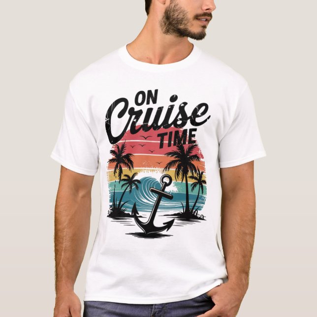 On Cruise Time Coconut Tree Summer Vacation  T-Shirt (Front)
