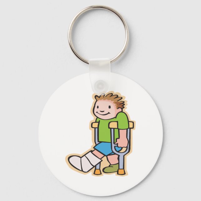 On Crutches Keychain (Front)