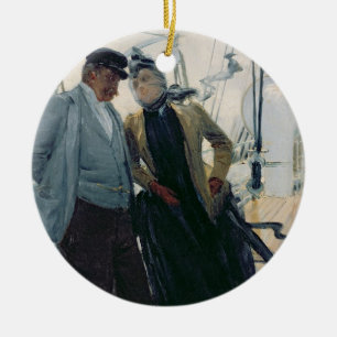 On Deck (oil on canvas) Ceramic Ornament