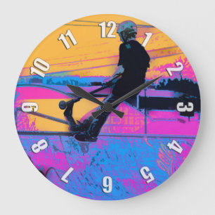 On Edge  -  Stunt Scooter Artwork Large Clock