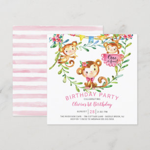 On Est Fun Monkey 1er Anniversaire Invitation