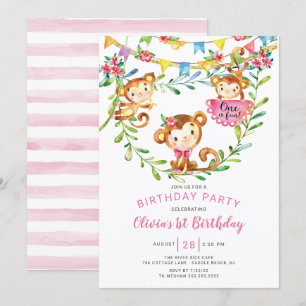 On Est Fun Monkey 1er Anniversaire Invitation