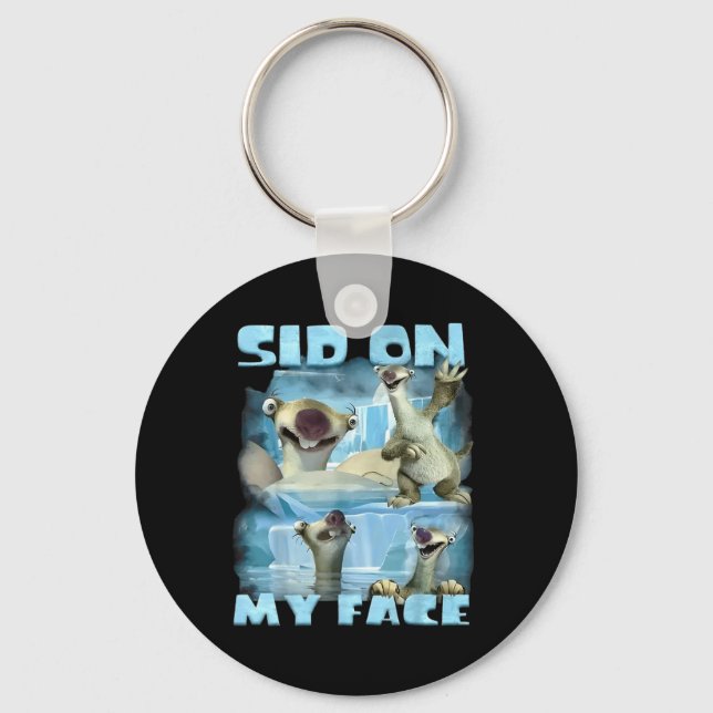 On Face Sid On Face Ice Age Animal Selfie Funny Keychain (Front)