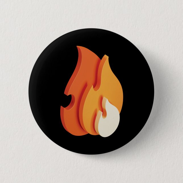 On Fire (3D Flames Icon) 2 Inch Round Button (Front)