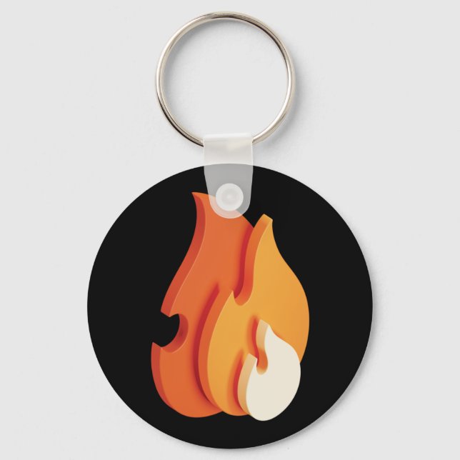On Fire (3D Flames Icon) Keychain (Front)