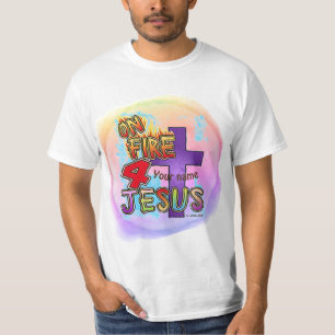 On Fire For Jesus Christian cross T-Shirt