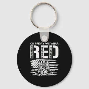 On Friday We Wear Red Friday Military Support Troo Keychain