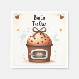 On Fun Retro Boho Cake Bun In The Oven Baby Shower Napkin