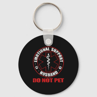 On Funny Back Emotional Support Husband Not Keychain