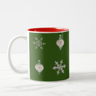 On Ice Green Snowflake Christmas Ornament Mug