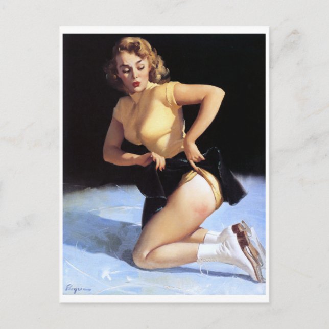 On Ice Pin Up Postcard (Front)