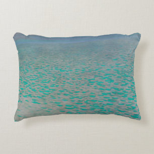 On Lake Attersee by Gustav Klimt, Vintage Fine Art Accent Pillow