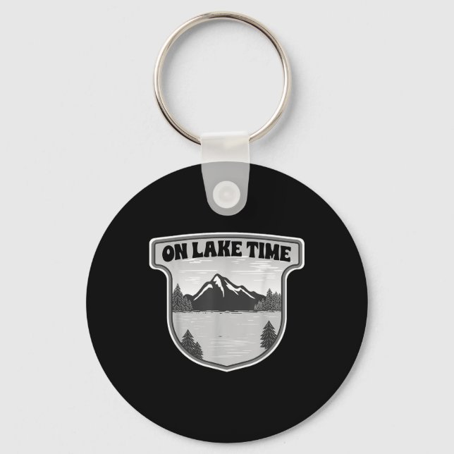 On Lake Time Fishing Boating  Keychain (Front)