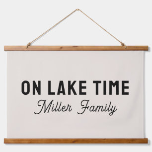 On Lake Time Personalized Boho Lake House Decor Hanging Tapestry