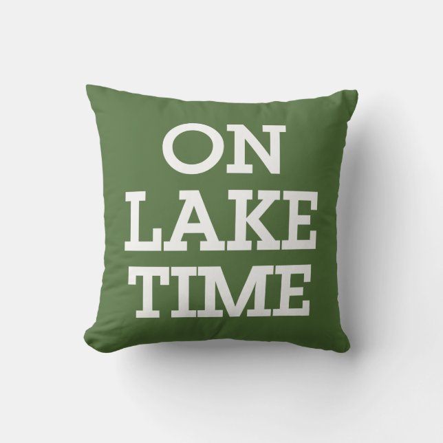 On Lake Time Throw Pillow (Front)