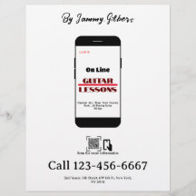 On Line Guitar Lessons Flyer Double-sided printing