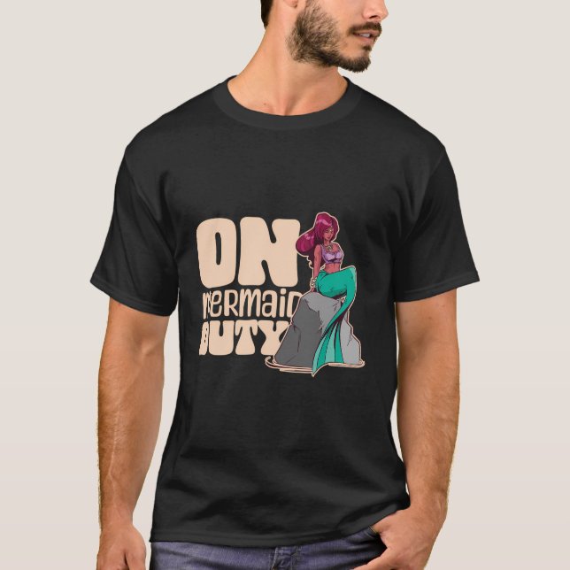 On Mermaid Duty Cute Girl Mermaids Kids T-Shirt (Front)
