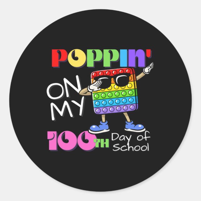 On My 100th Day Of School Cute Fidget Toy Cartoon  Classic Round Sticker (Front)