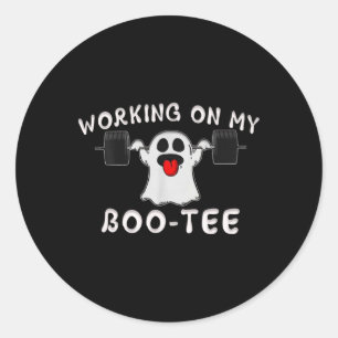 On My Boo Tee Halloween Ghost Workout Gym Classic Round Sticker
