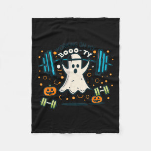 On My Boo-ty Funny Booty Halloween Ghost Workout  Fleece Blanket