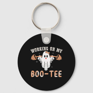 On My Bootee Ghost Boo Gym Spooky Funny Halloween Keychain
