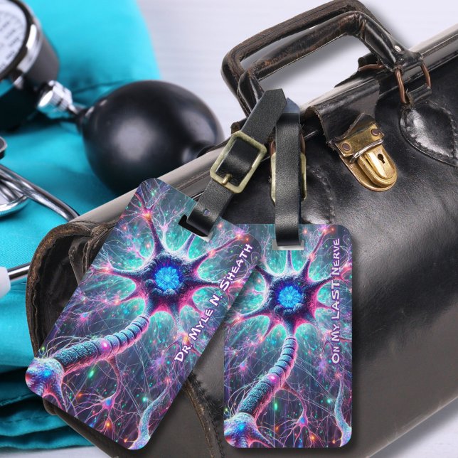 "On My Last Nerve" Funny Science Luggage Tag ("On My Last Nerve" Funny Science Luggage / Backpack tag for Doctors, Lab Techs, Science Teachers)