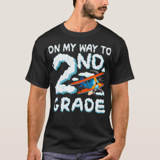 On My Way To Second Grade 2nd Grade Airplane Back T-Shirt