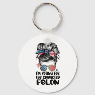 On My Way To Vote For A Felon Funny Quote Election Keychain