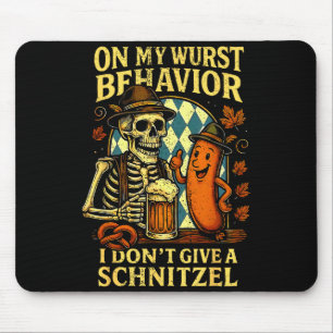 On My Wurst Behavior Funny Skeleton And Dog  Mouse Pad