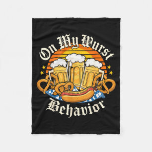 On My Wurst Behavior Retro Groovy Beer Fleece Blanket
