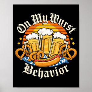 On My Wurst Behavior Retro Groovy Beer  Poster