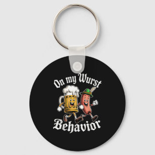 On My Wurst Behaviour German Beer Sausage Adults Keychain