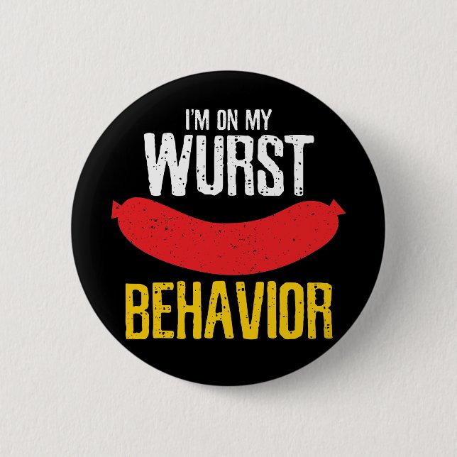 On My Wurst Behaviour Oktoberfest 2 Inch Round Button (Front)