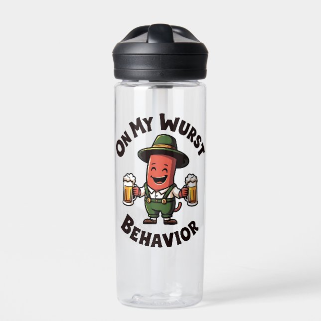 On My Wurst Behaviour Oktoberfest Funny  Water Bottle (Front)