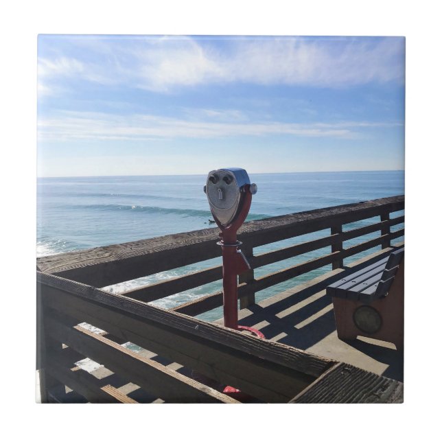 On Newport Pier, Newport Beach, California Tile (Front)