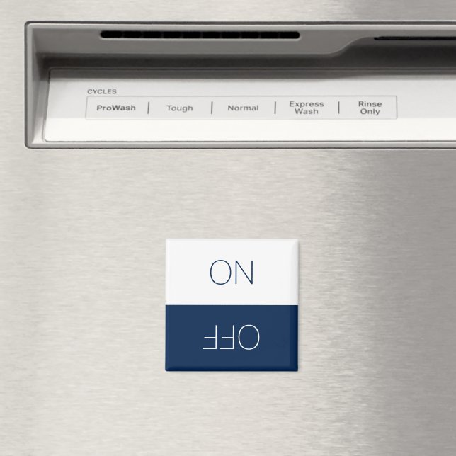 ON OFF blue white Clean Dirty Dishwasher sign Magnet (In Situ (Dishwasher))